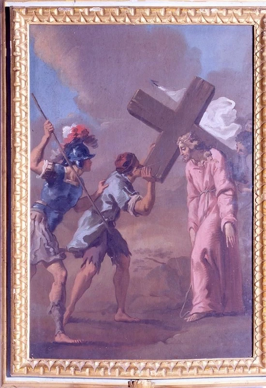 Via Crucis - Gesù aiutato dal Cireneo a portare la croce, Monte san Pietro, Bologna 1